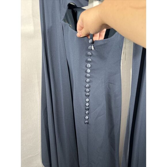 NWT $966 Alexander by Daymor [ 6 ] Cape Sleeves Strapless Gown Graphite Blue #J5 - Picture 15 of 16